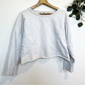 Athleta- Grey Cropped Crewneck Sweater Size L